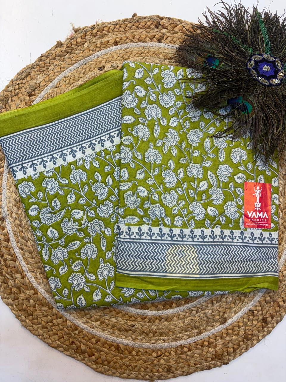 Bagru Cotton Saree with 1M Separate Blouse.(KCBCS0016)