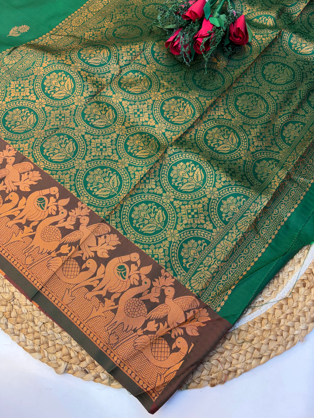 Soft Silk Saree Normal Green Colour With Green Border -(KCSSS21)