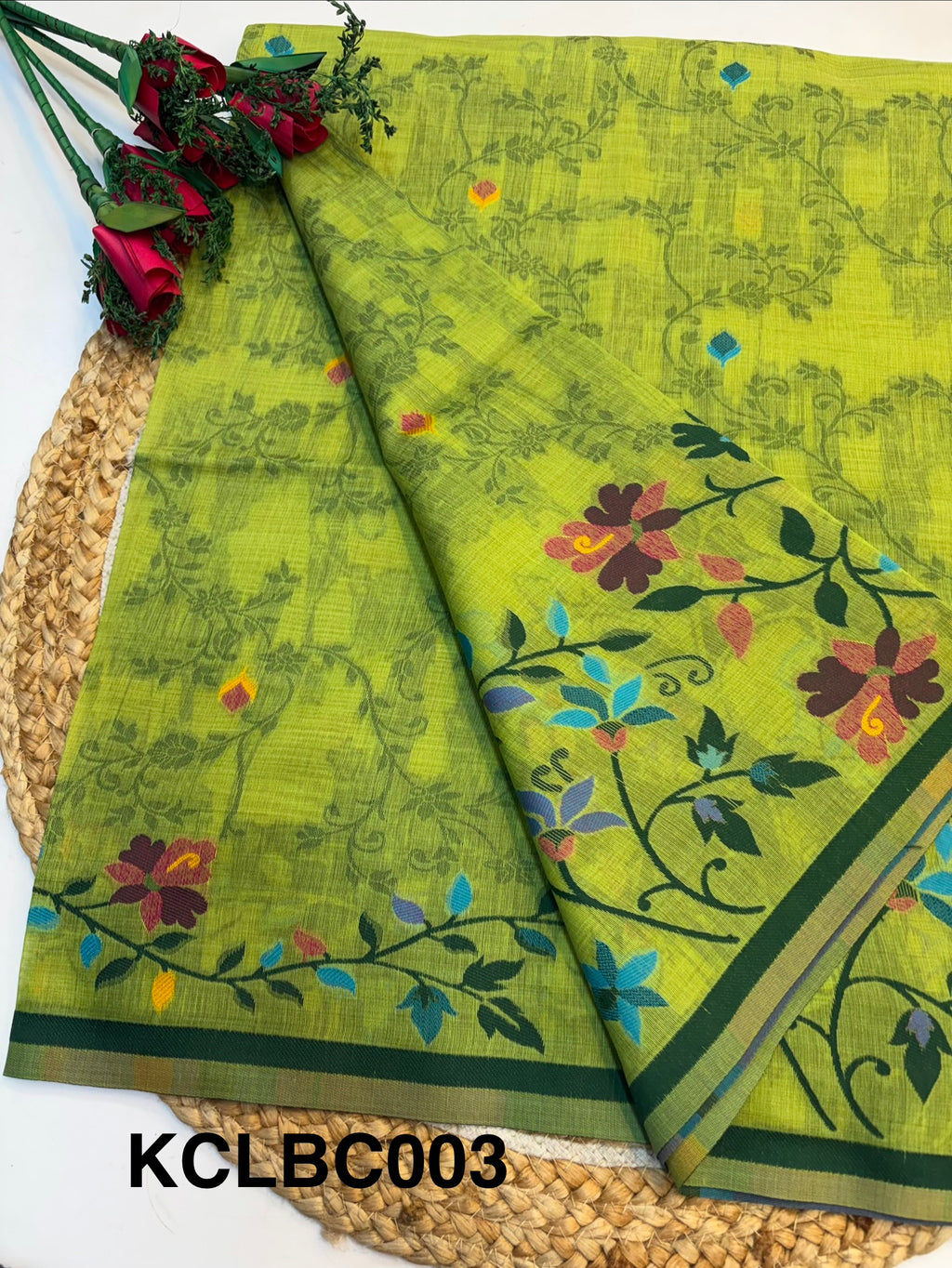 Linen Blended Cotton Saree with Blouse(KCLBC003)