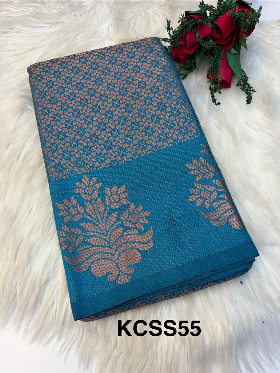 Banarasi Semi Silk Saree  Blue -(KCSS55)