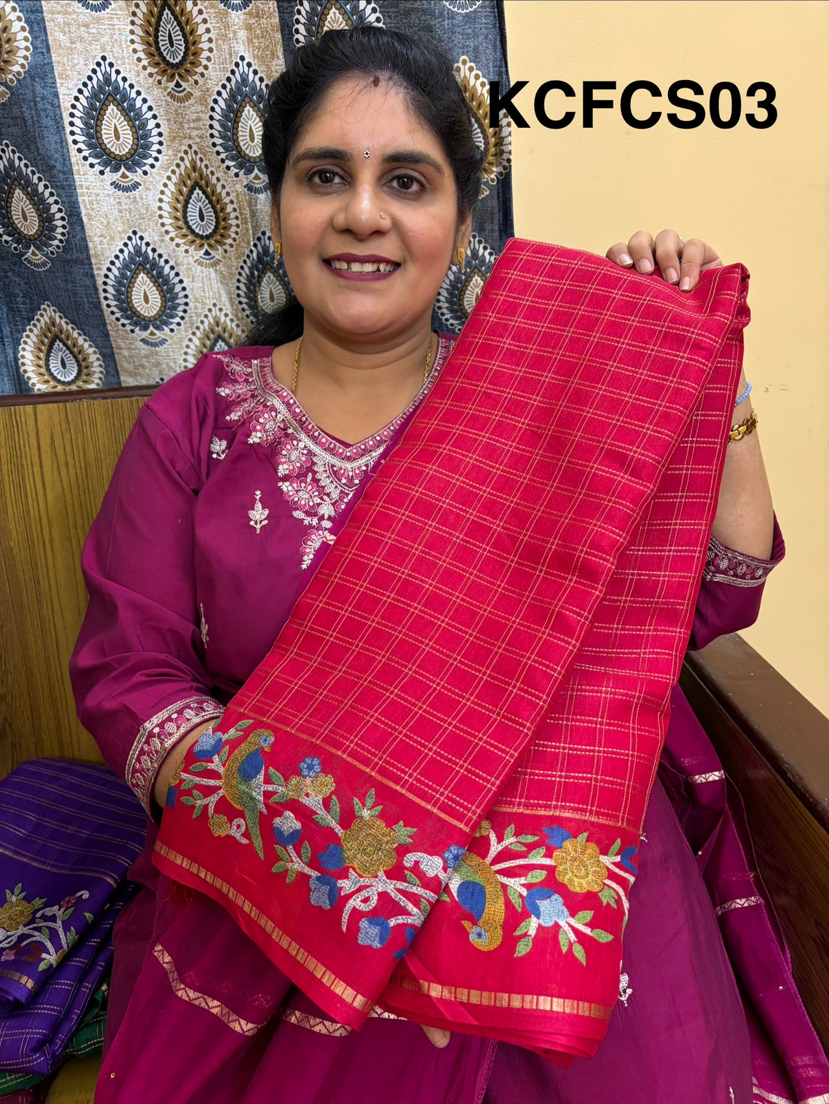 Mangalgiri Mix Cotton Saree with blouse (KCFCS03) (Copy)
