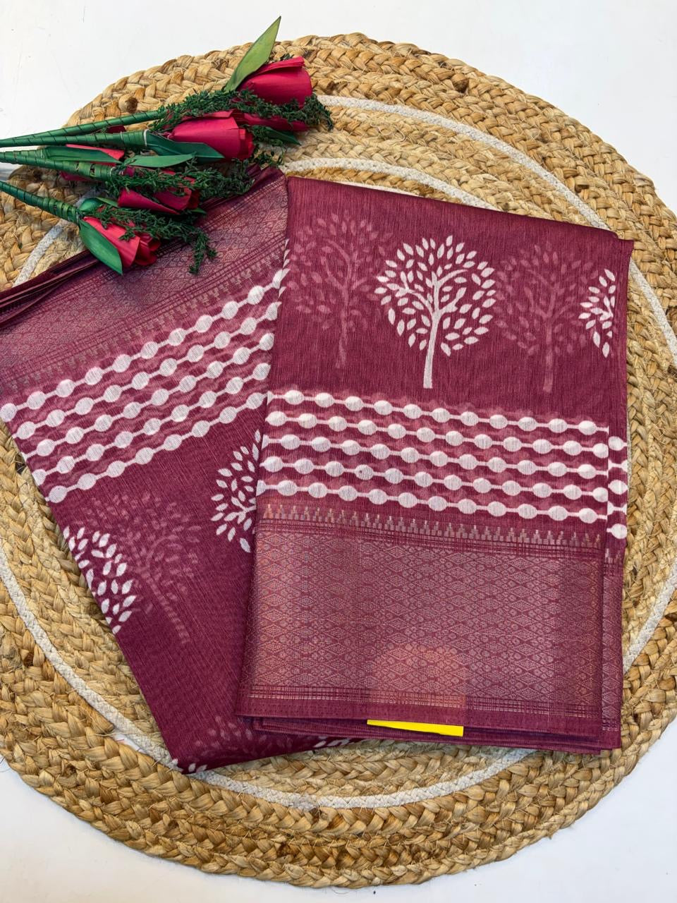 Fancy Cotton Blend Saree With Blouse, Fabulous Look and Budget-friendly pricing.(KCJC57)