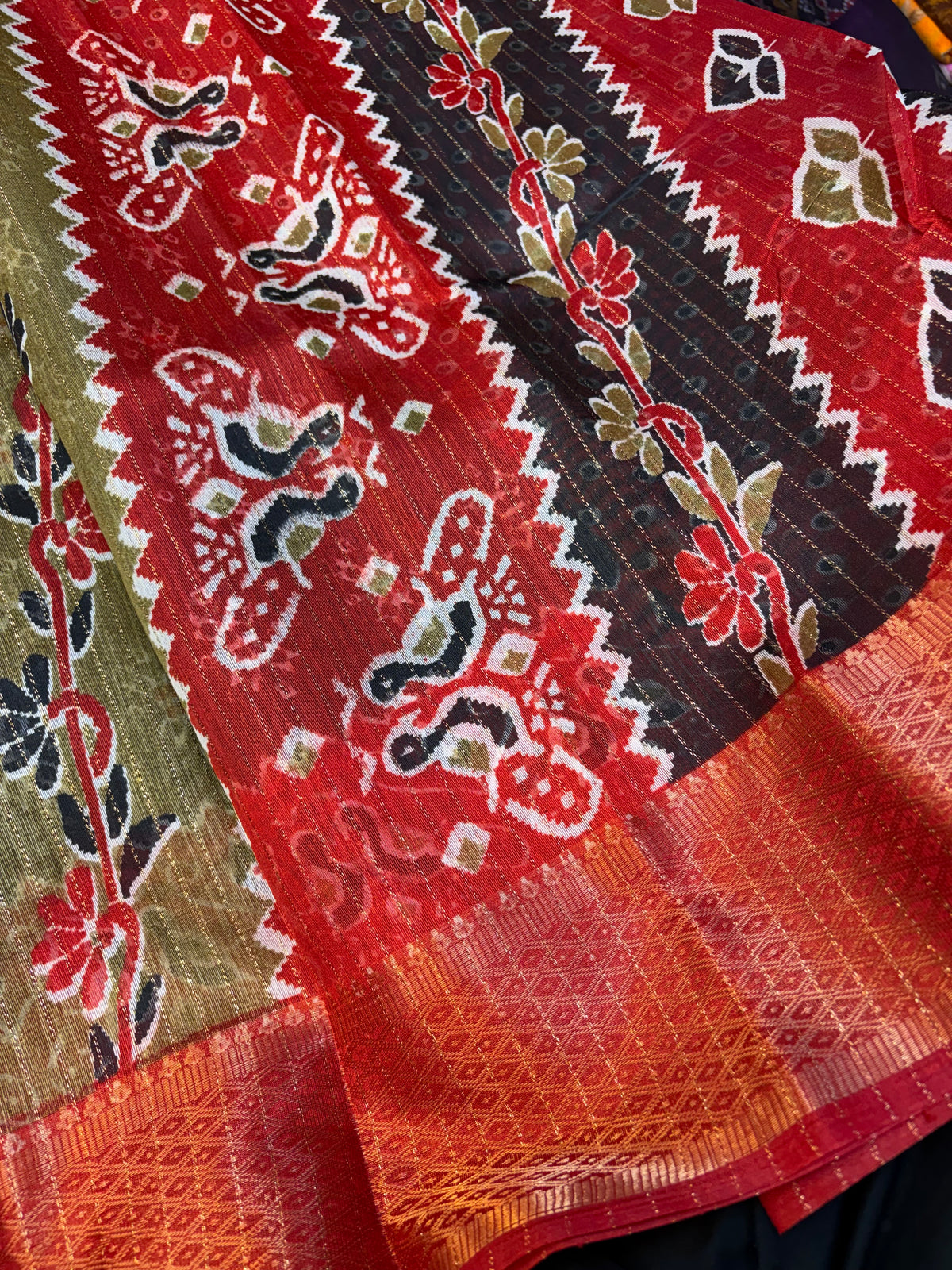 Fancy cotton blend saree with blouse and budget-friendly pricing (KCJC49)