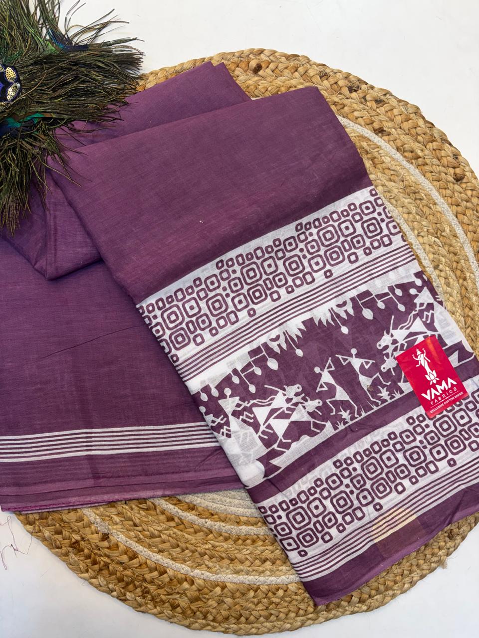 Bagru Cotton Saree with 1M Separate Blouse.(KCBCS0036)