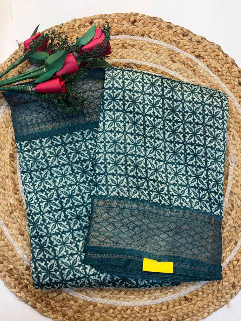 Fancy Cotton Blend Saree With Blouse, Fabulous Look and Budget-friendly pricing.(KCJC52)