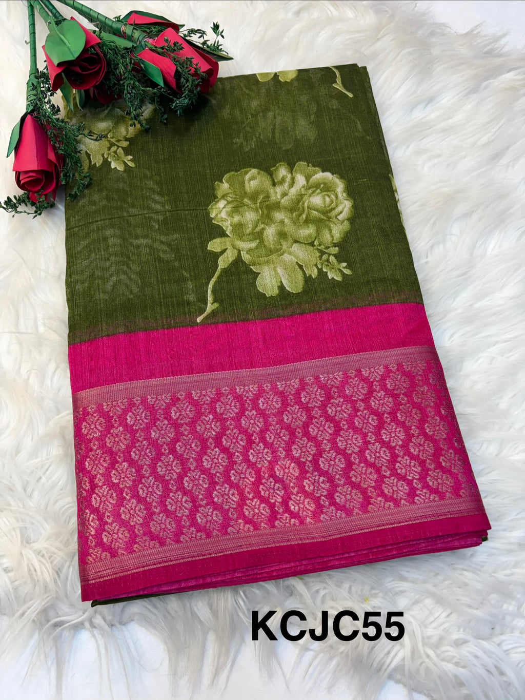 Fancy cotton blend saree with blouse and budget-friendly pricing (KCJC55)