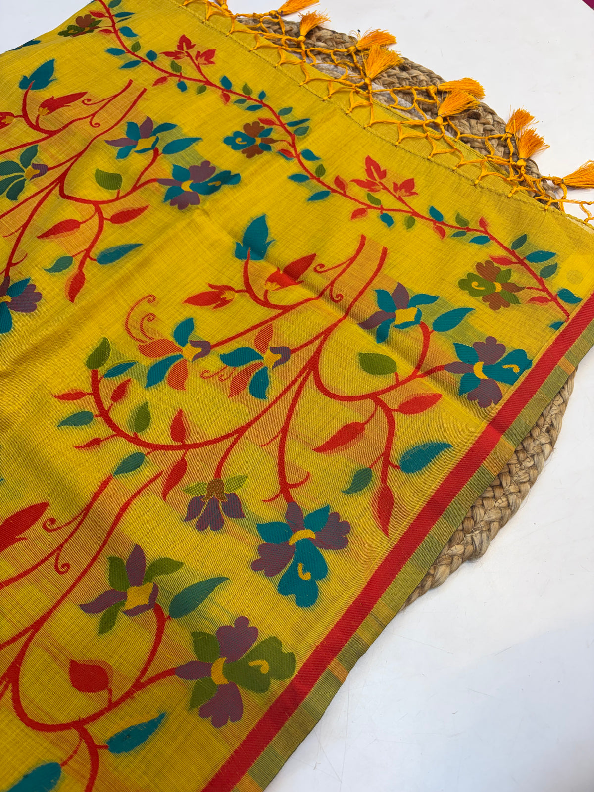 Linen Blended Cotton Saree with Blouse(KCLBC004)