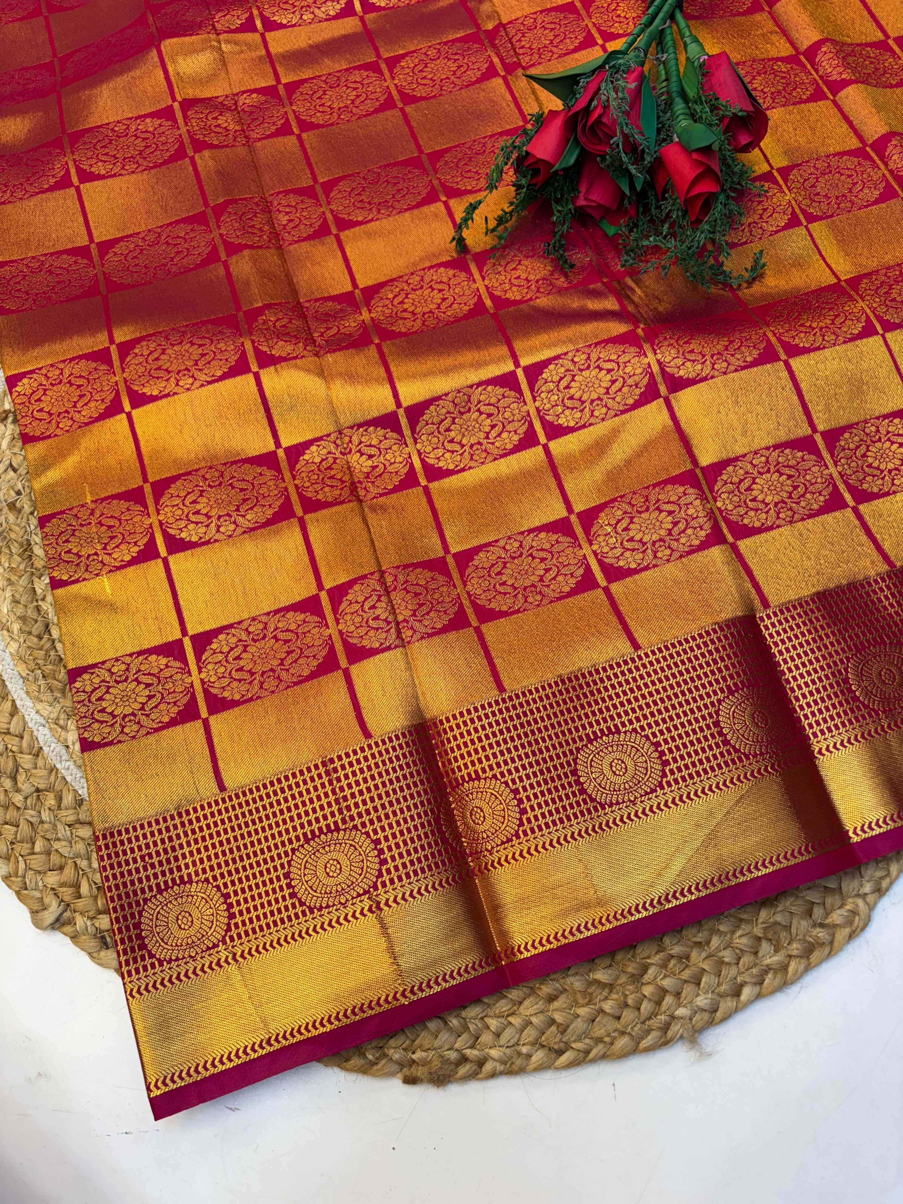 Silk Saree Pattu Dark Blue With Purple Border -(KCSSP001)