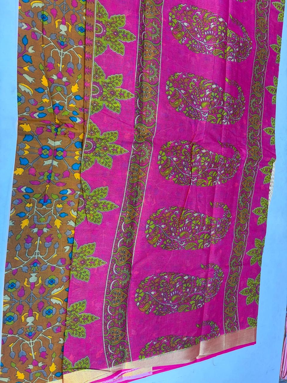 Karishma Cotton Saree with Blouse and Gorgeous look.(KCKC16)