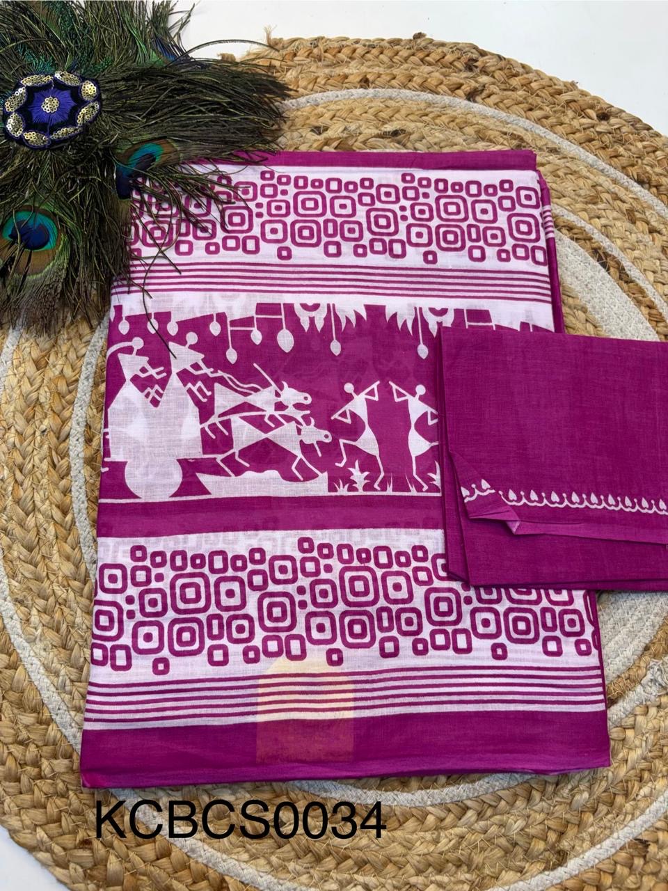 Bagru Cotton Saree with 1M Separate Blouse.(KCBCS0034)
