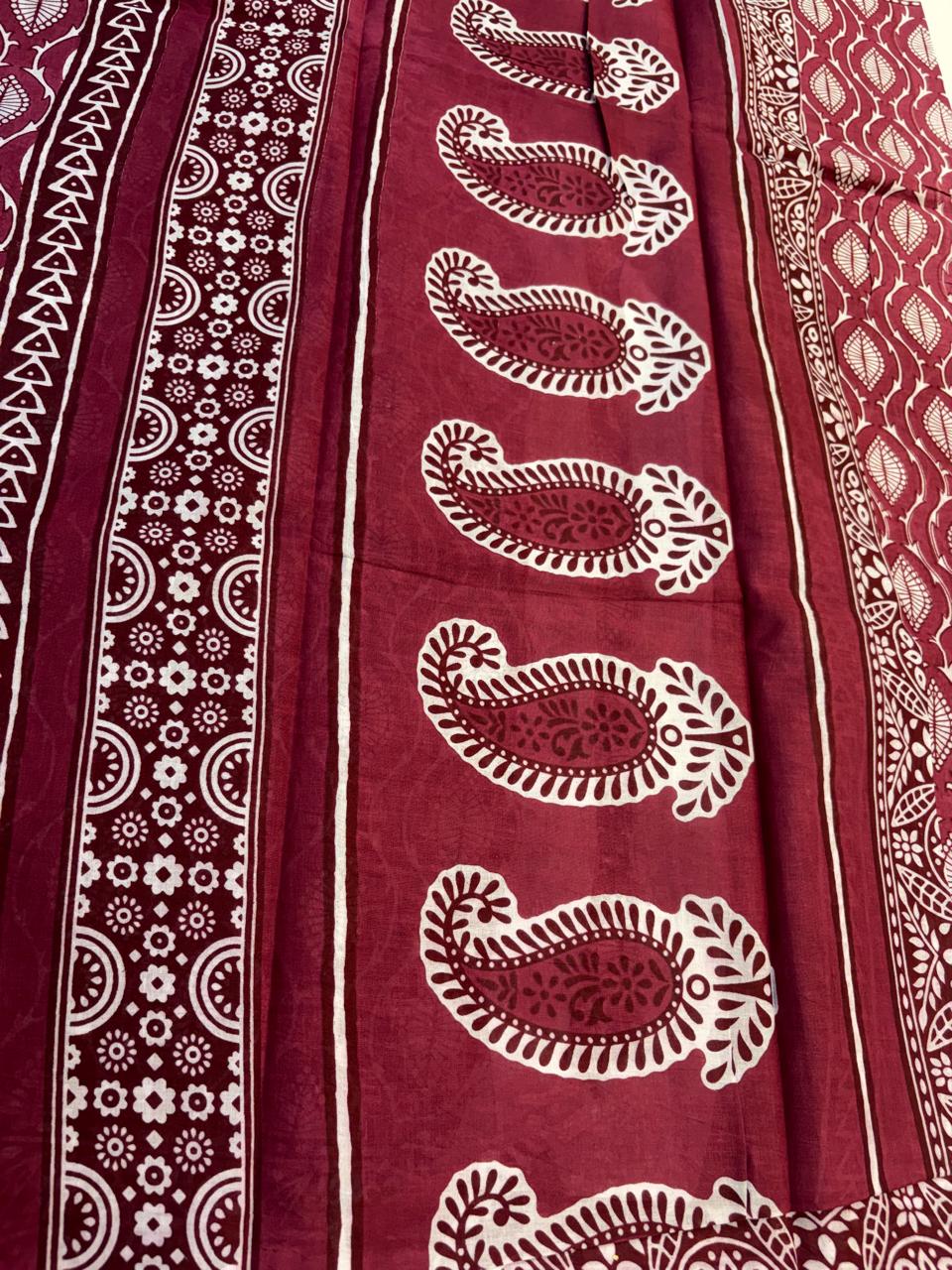 Bagru Cotton Saree with 1M Separate Blouse.(KCBCS0028)