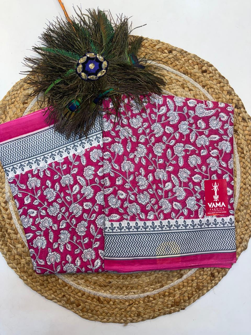 Bagru Cotton Saree with 1M Separate Blouse.(KCBCS0017)