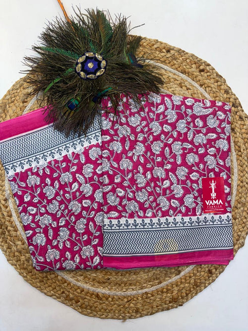 Bagru Cotton Saree with 1M Separate Blouse (KCBCS0017)