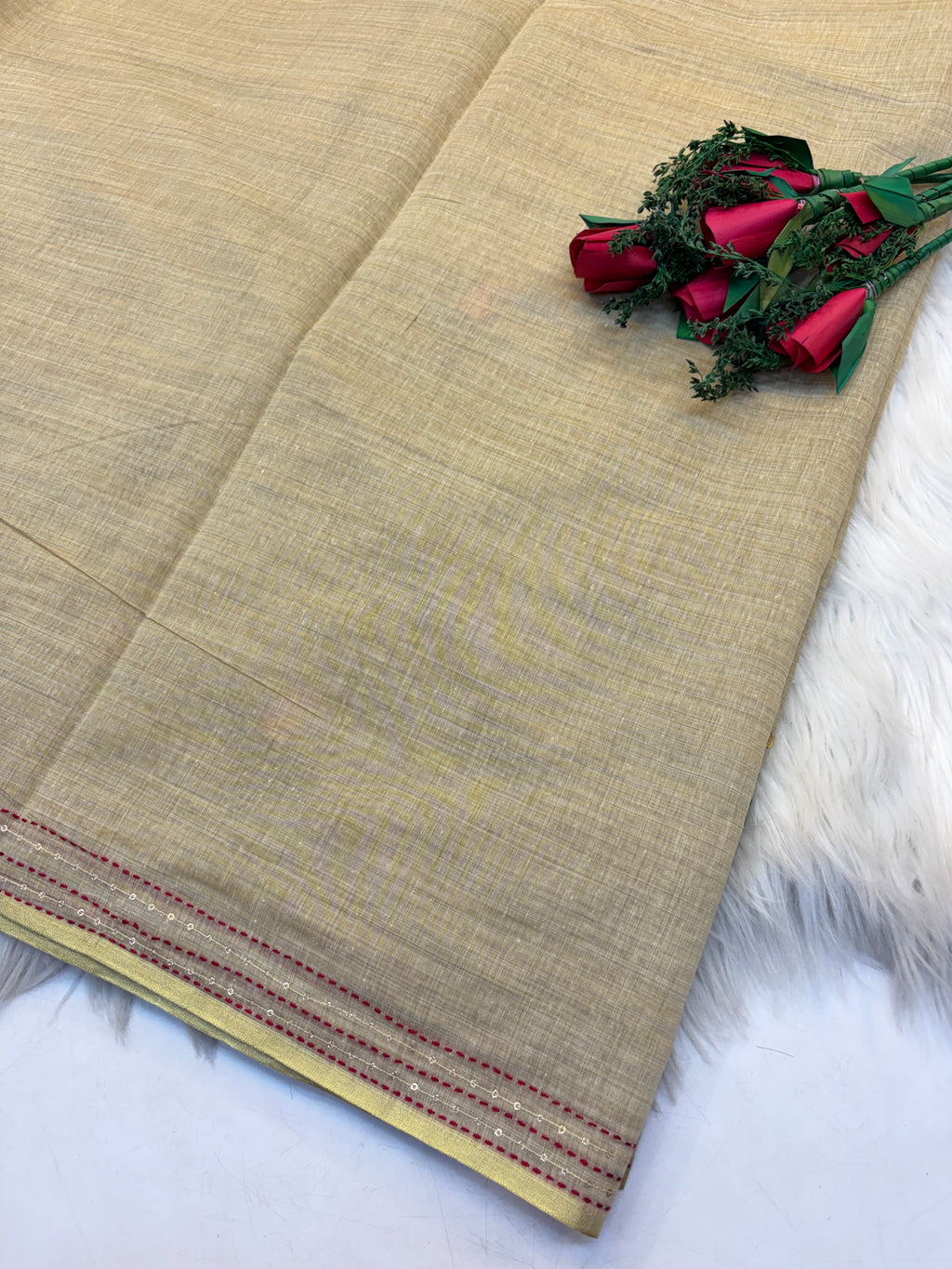 Lenin Embroidery saree Light Ellaich colour- KCLB003