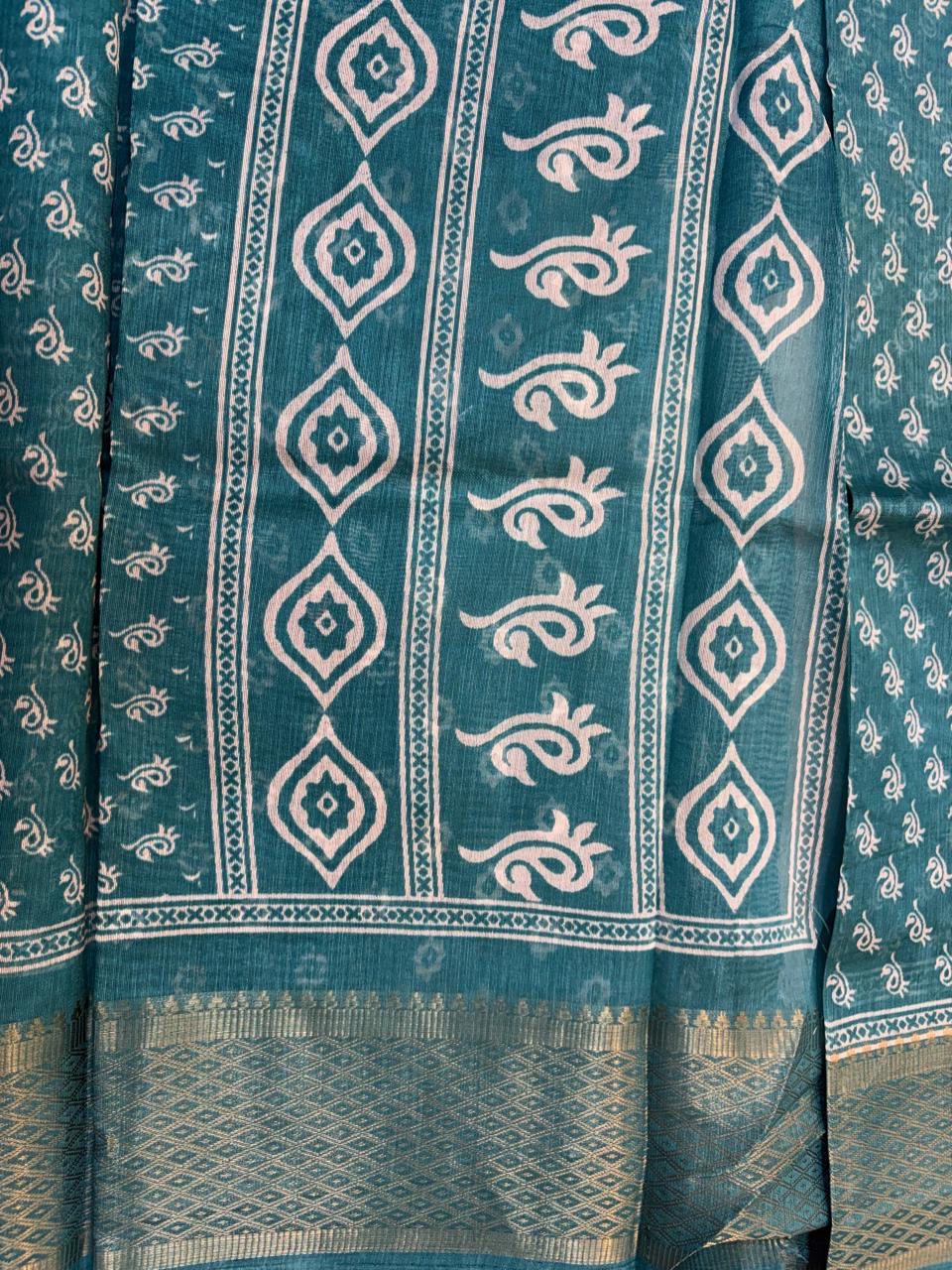 Fancy Cotton Blend Saree With Blouse, Fabulous Look and Budget-friendly pricing.(KCJC20)