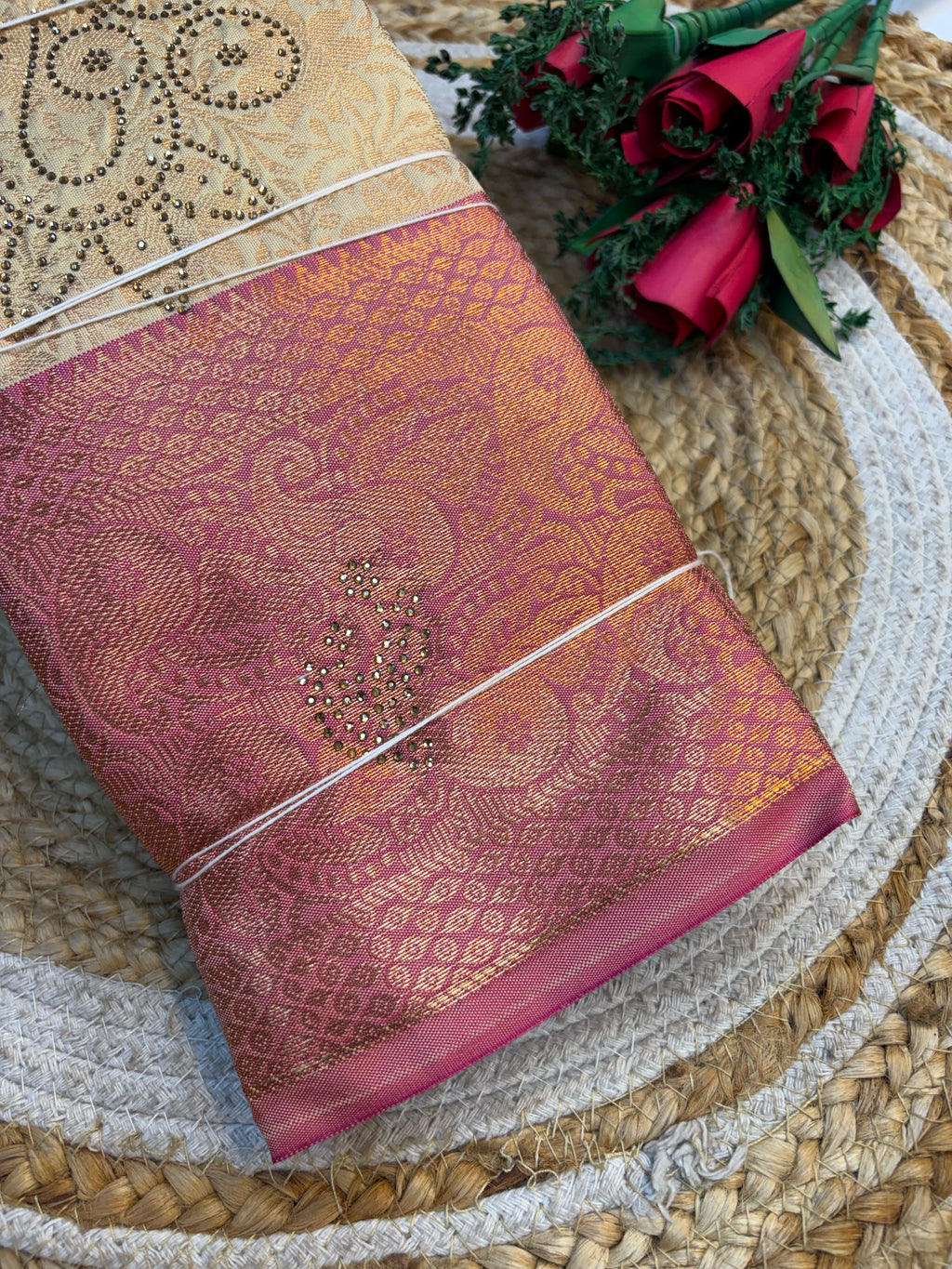 Budget friendly Silk Saree With Stones(KCBFS23)