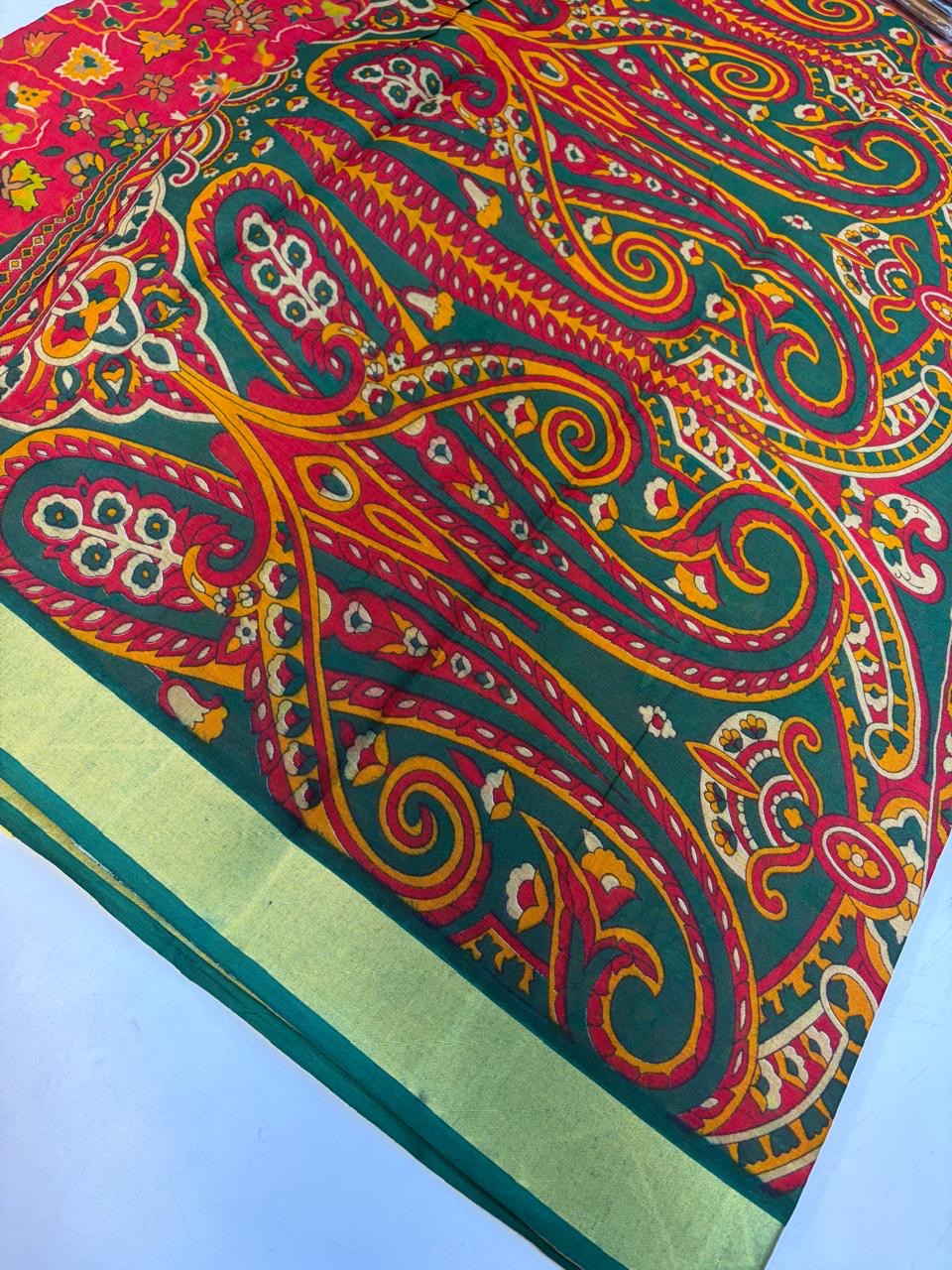 Karishma Cotton Saree with Blouse and Gorgeous look.(KCKC14)