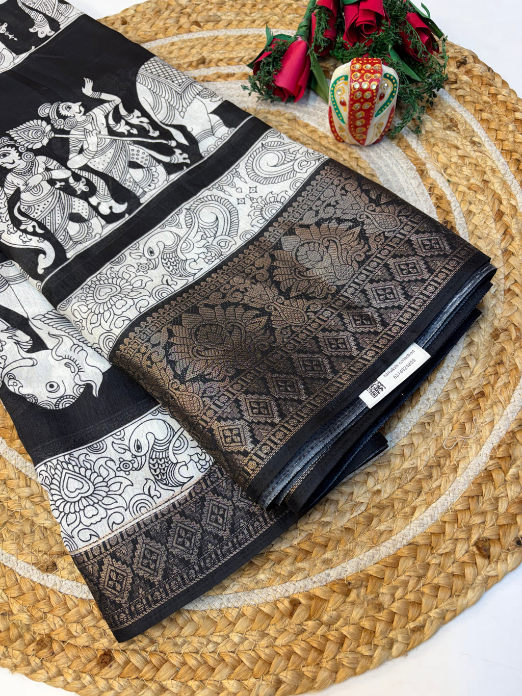Kalamkari Dola Silk Saree with Blouse and Fabulous Look.(KCBKS24)