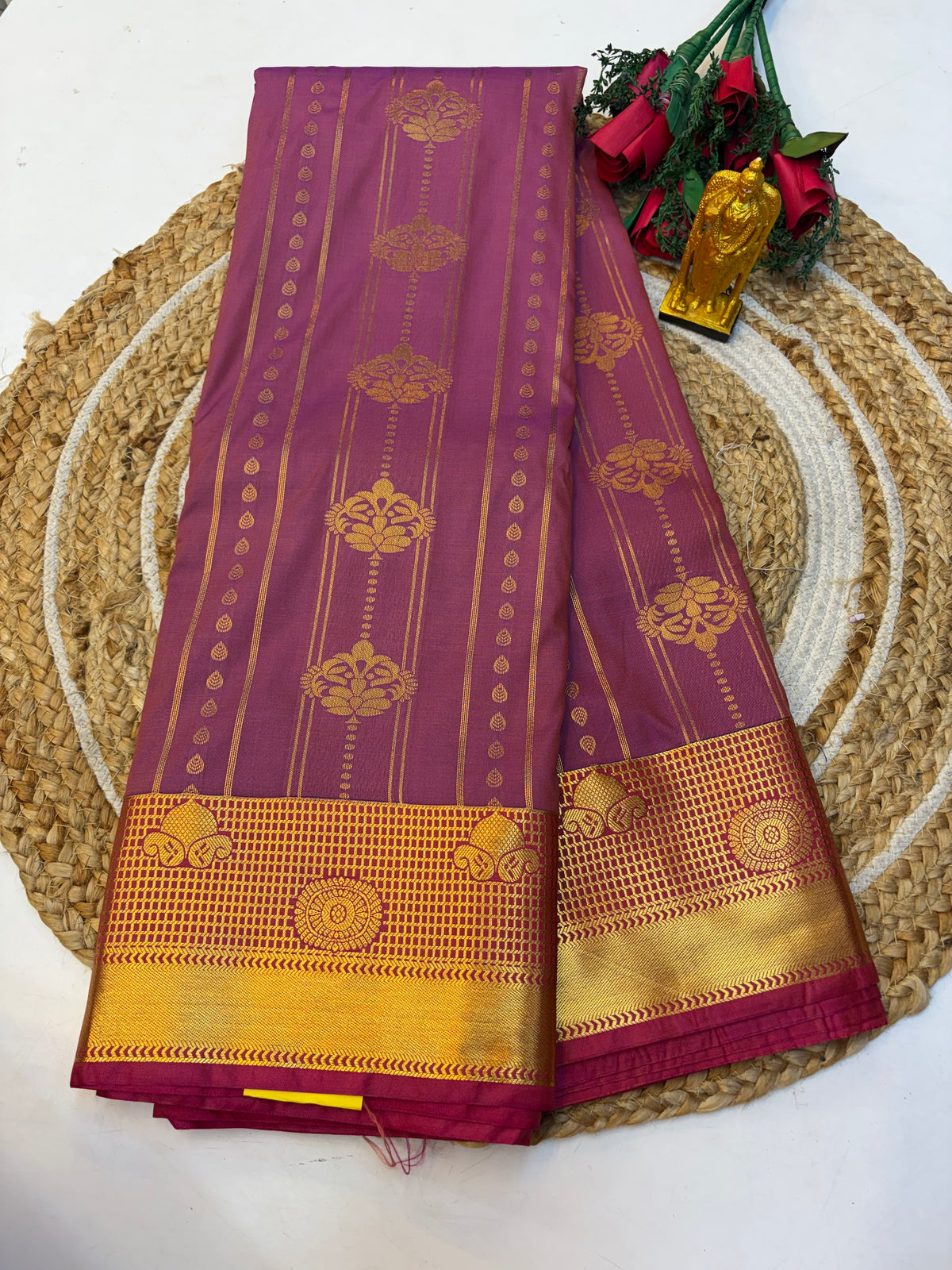 Silk Saree Pattu Onion Pink With Rani pink Border - (KCSSP008)