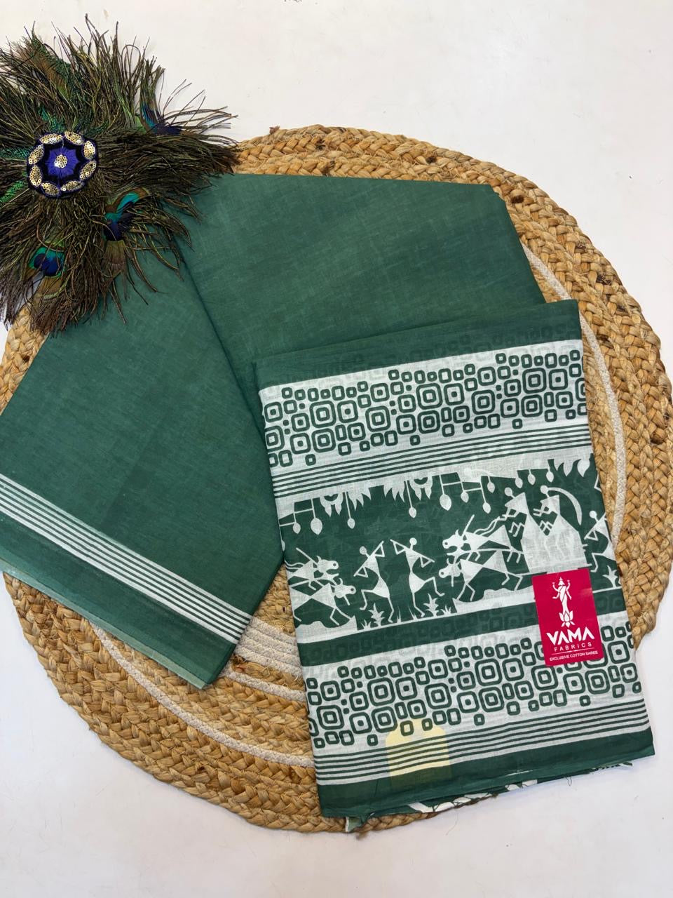 Bagru Cotton Saree with 1M Separate Blouse.(KCBCS0035)