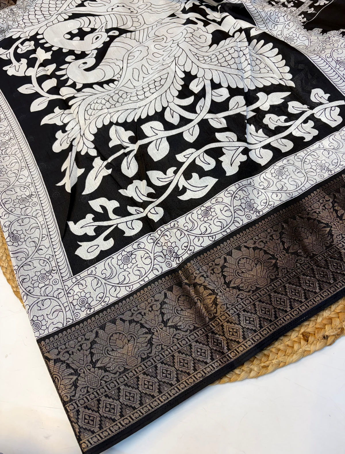 Kalamkari Dola Silk Saree with Blouse and Fabulous Look.(KCBKS24)