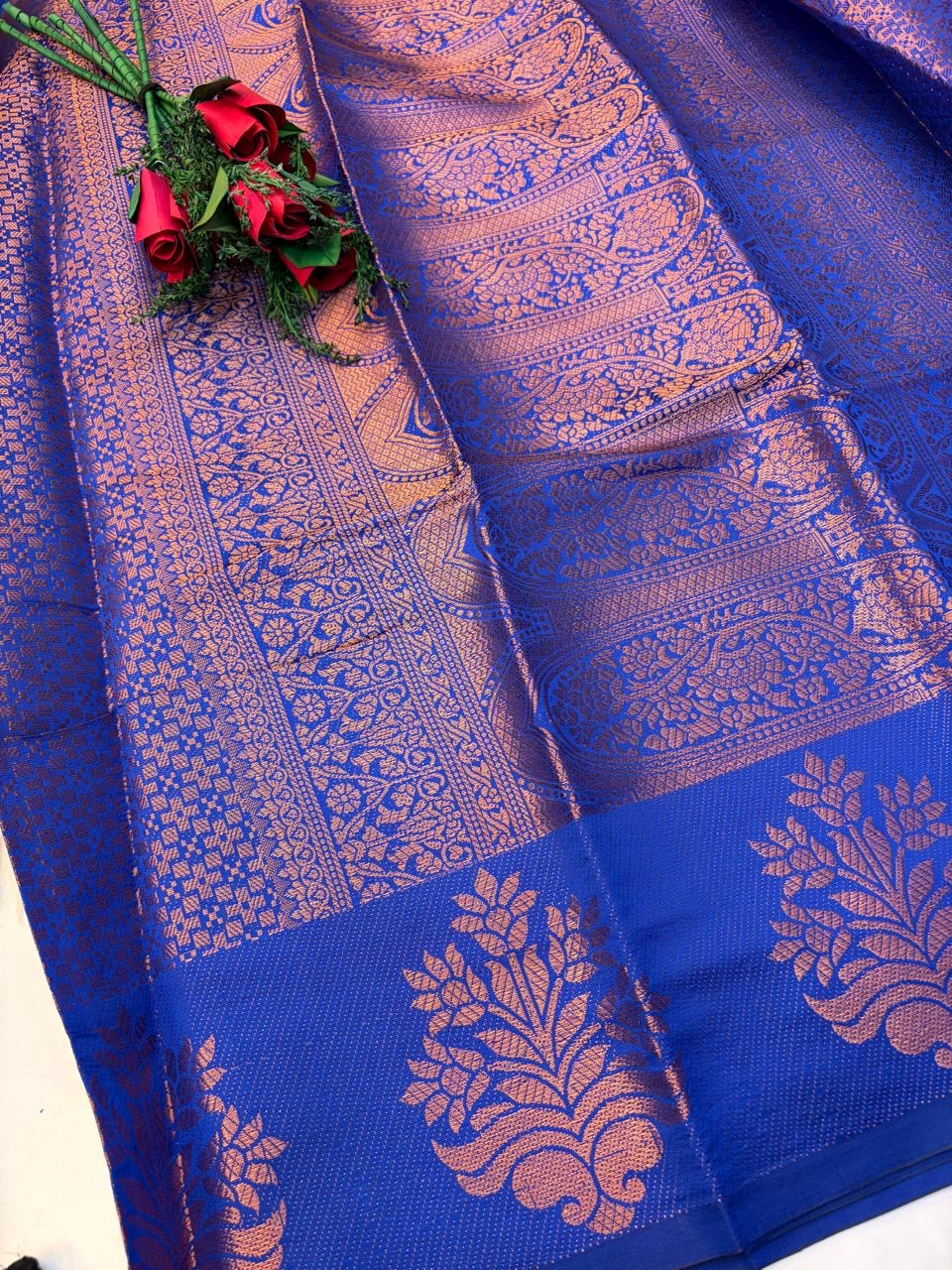 Banarasi Semi Silk Saree Royal Blue -(KCSS56)