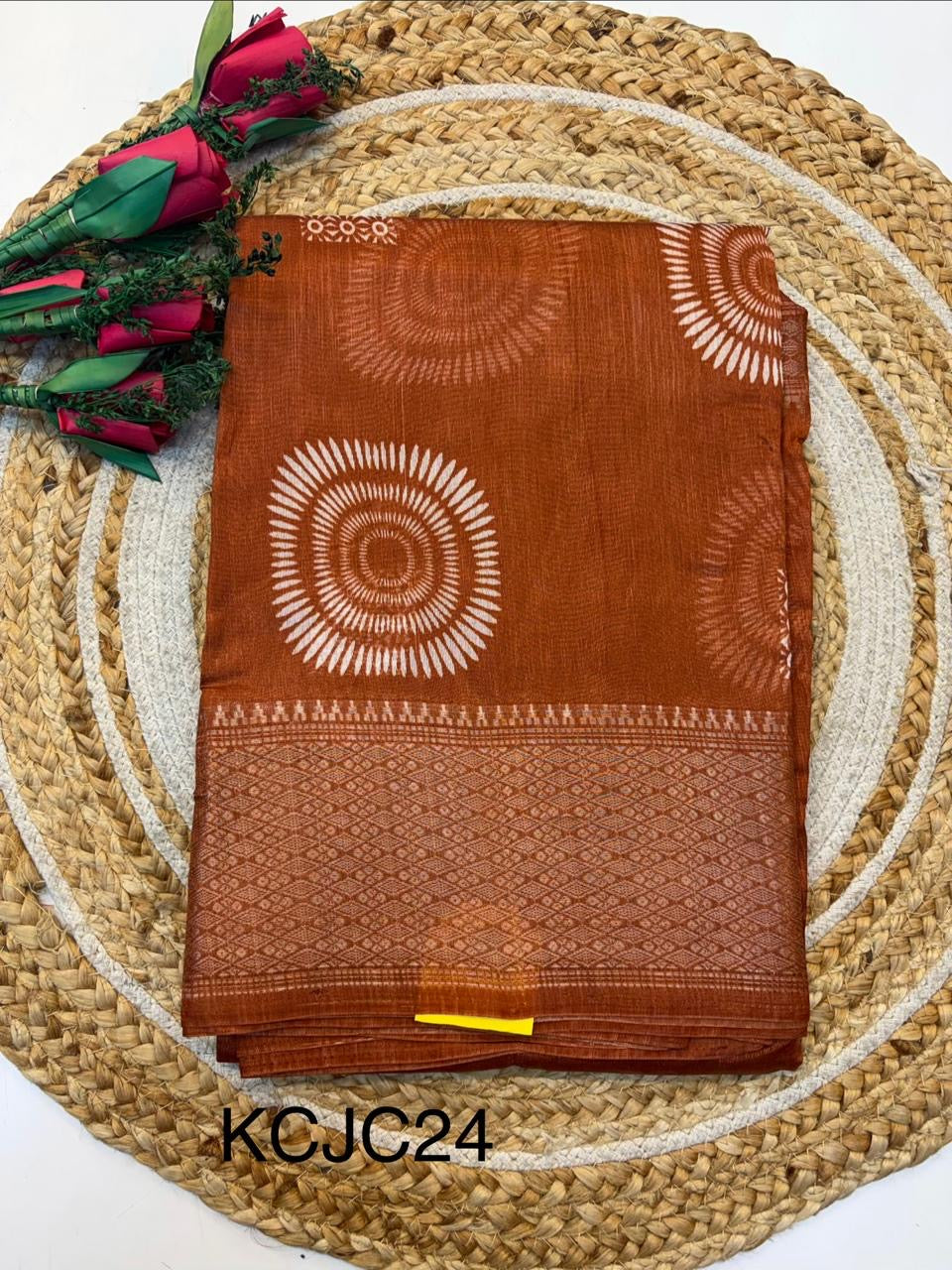 Fancy Cotton Blend Saree With Blouse, Fabulous Look and Budget-friendly pricing.(KCJC24)
