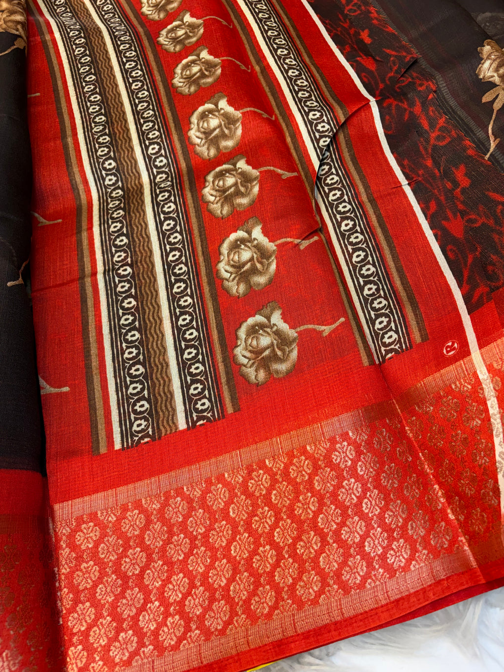 Fancy cotton blend saree with blouse and budget-friendly pricing (KCJC35)