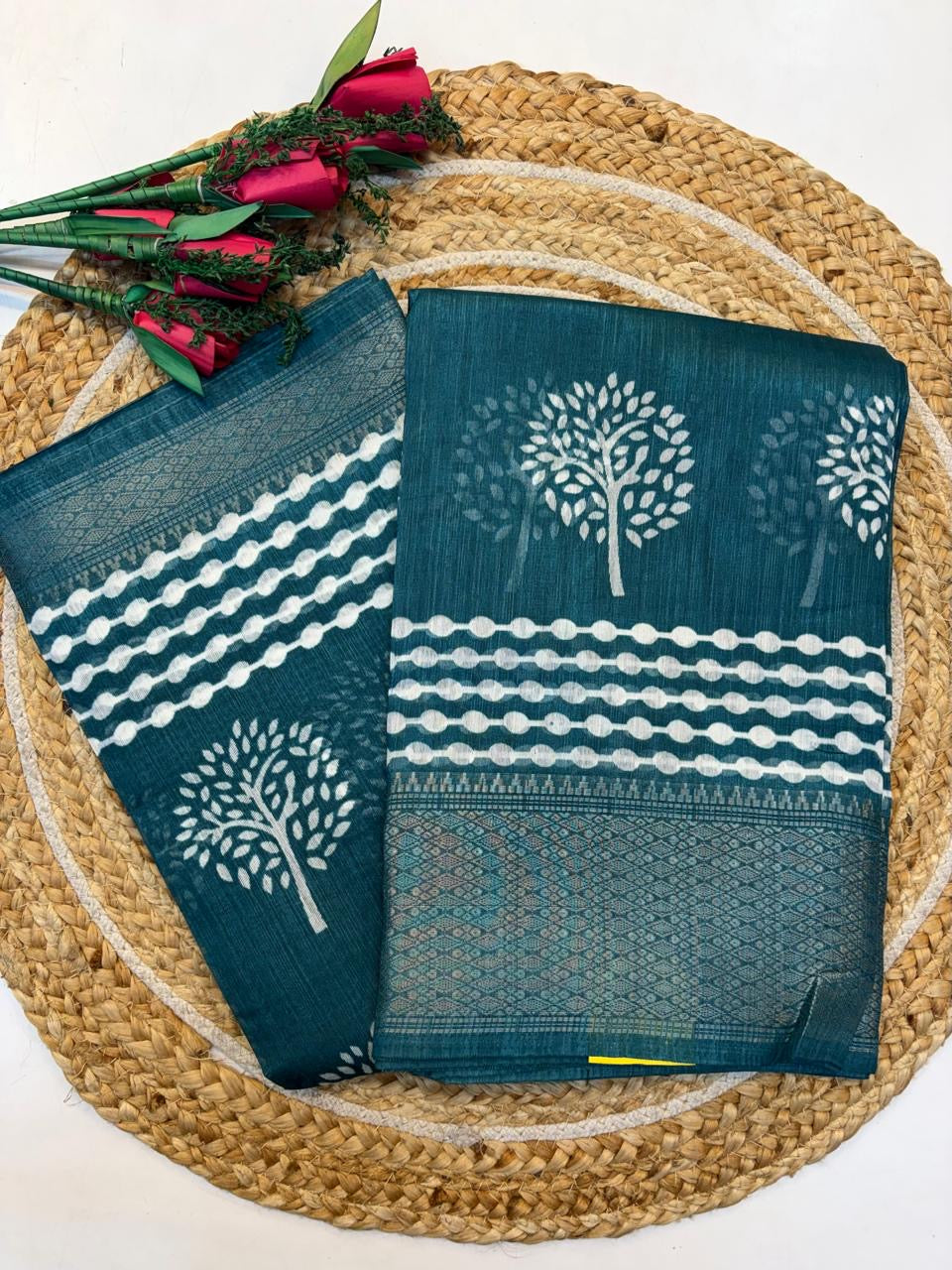 Fancy Cotton Blend Saree With Blouse, Fabulous Look and Budget-friendly pricing.(KCJC17)