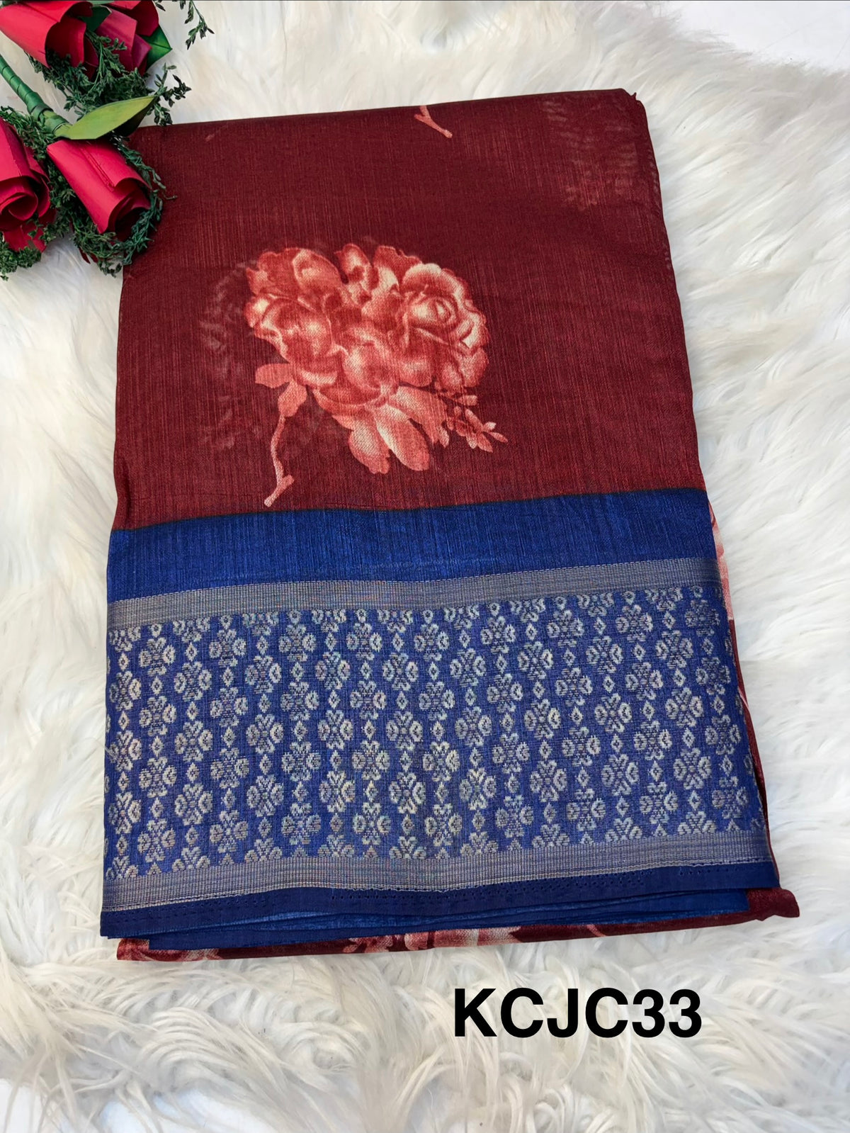 Fancy cotton blend saree with blouse and budget-friendly pricing (KCJC33)