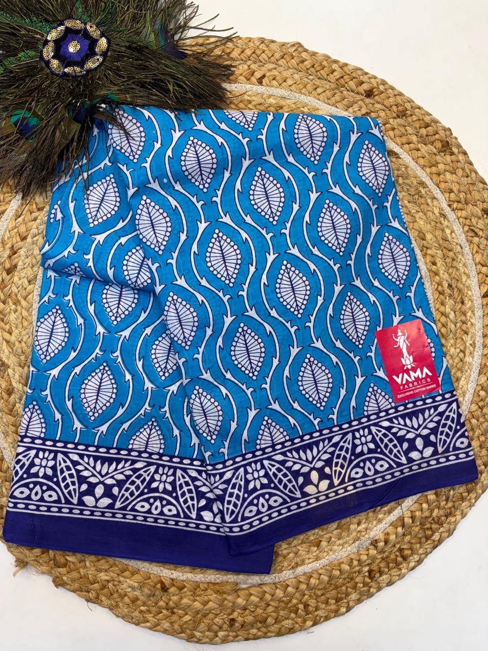 Bagru Cotton Saree with 1M Separate Blouse.(KCBCS0030)