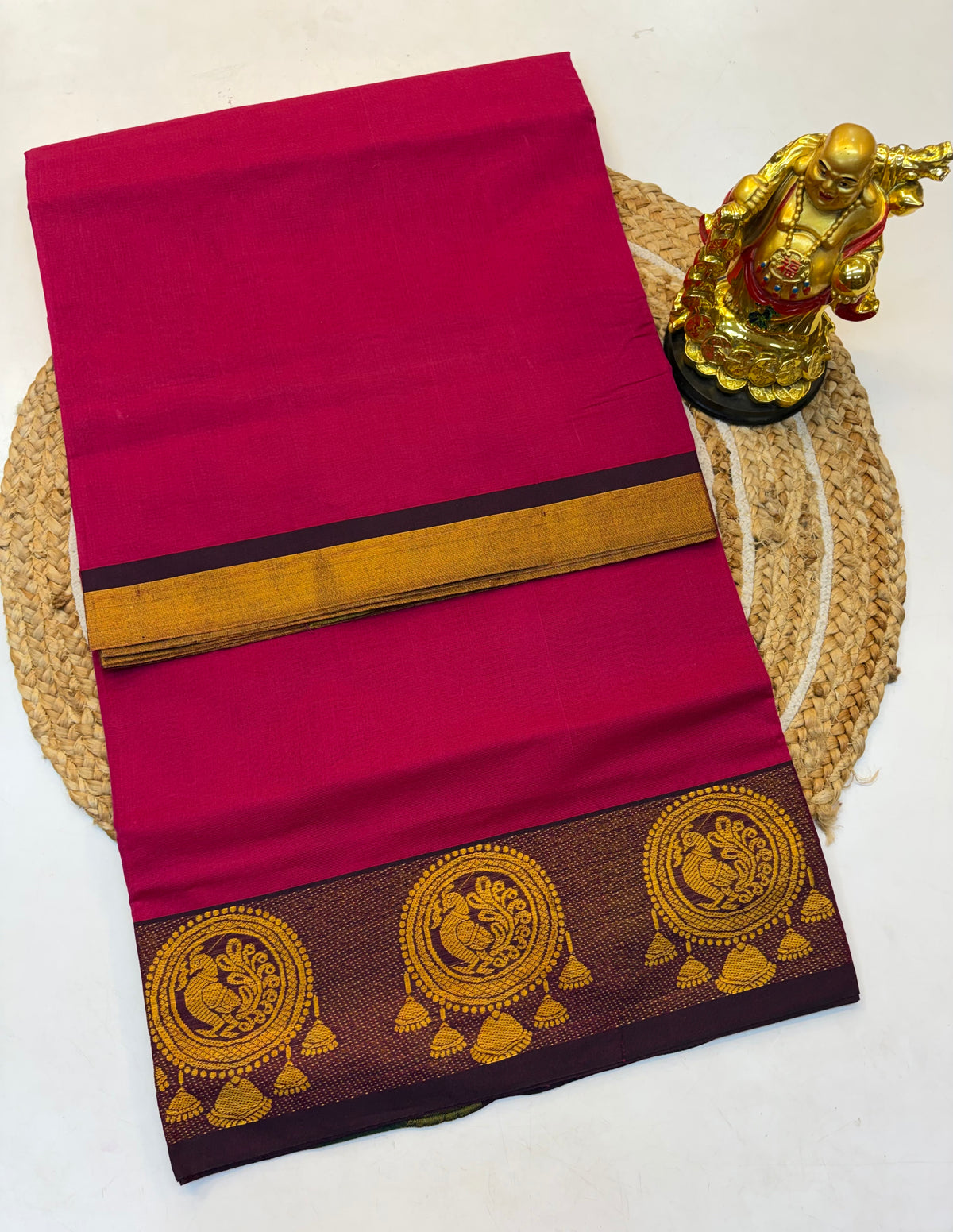 Kanchi cotton saree Pink  saree Contrast Purple  Border  - KCKCS0024