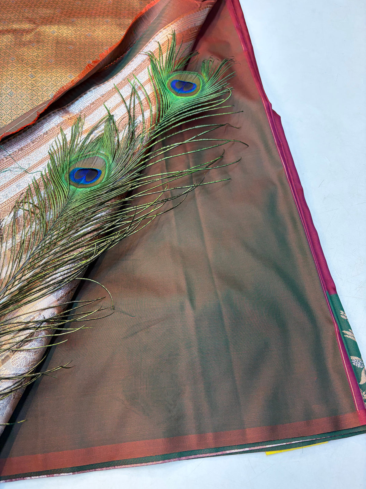 Soft Silk Saree Maroon Colour With Green Border -(KCSSS022)