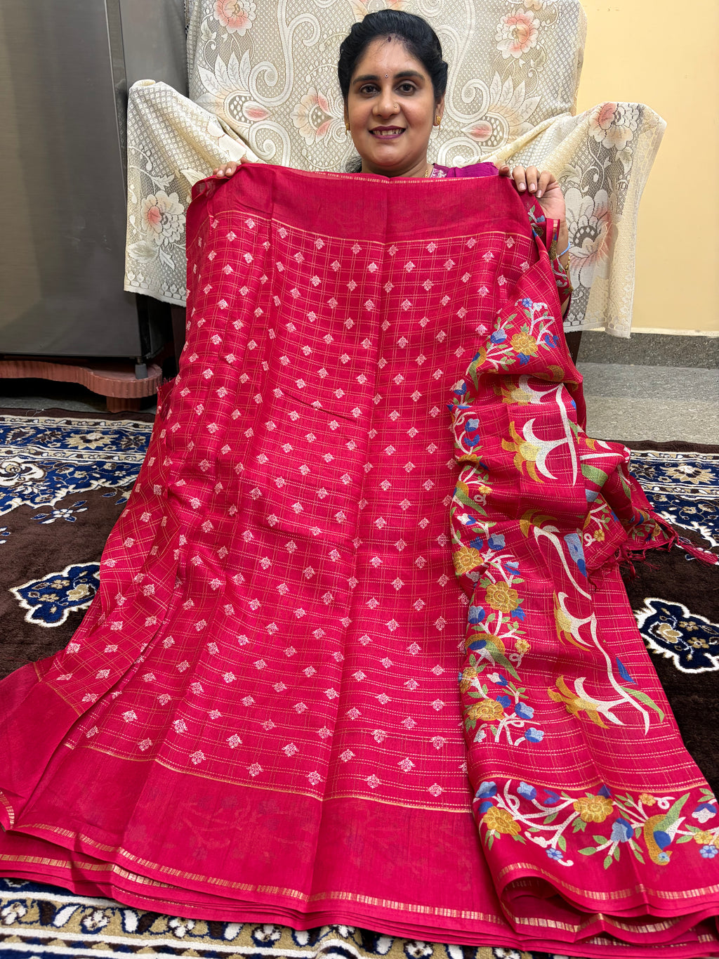 Mangalgiri Mix Cotton Saree with blouse (KCFCS03) (Copy)