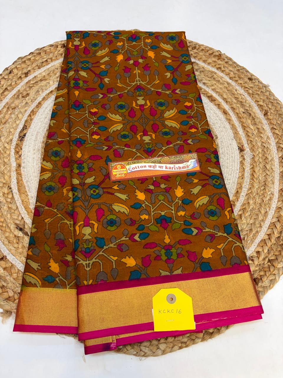 Karishma Cotton Saree with Blouse and Gorgeous look.(KCKC16)