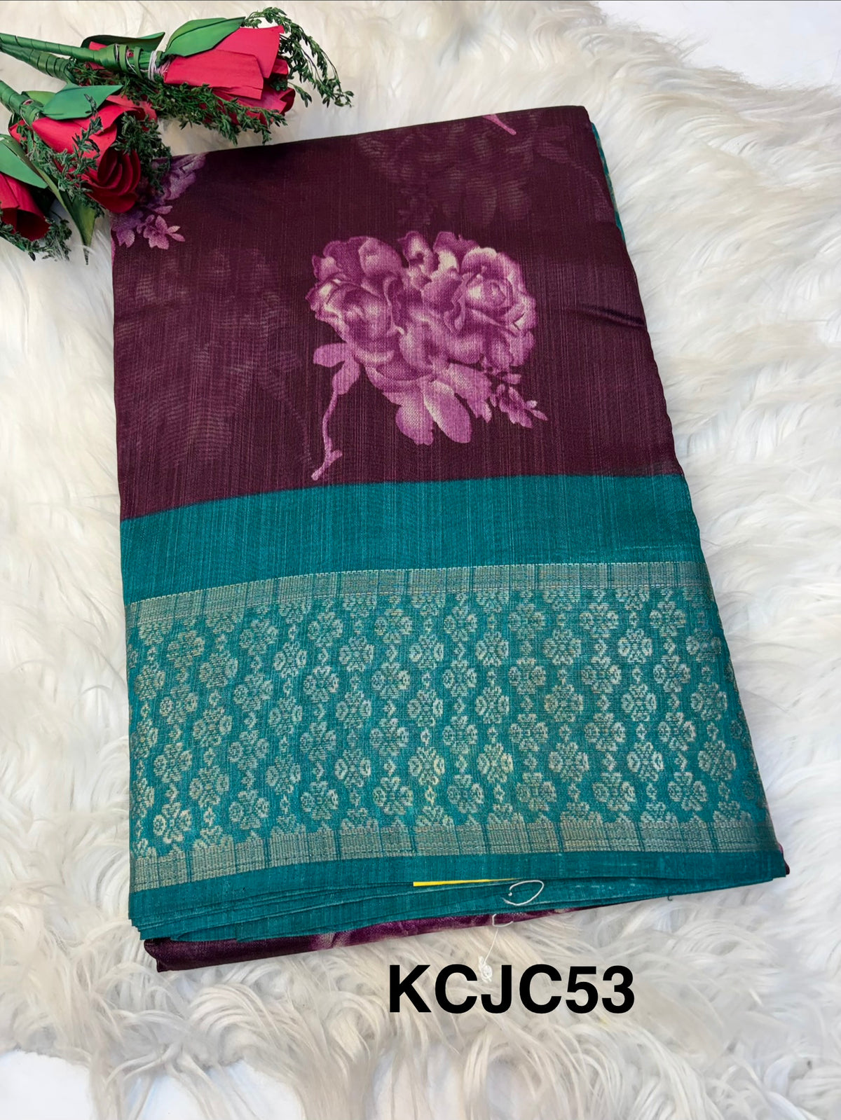 Fancy cotton blend saree with blouse and budget-friendly pricing (KCJC53)