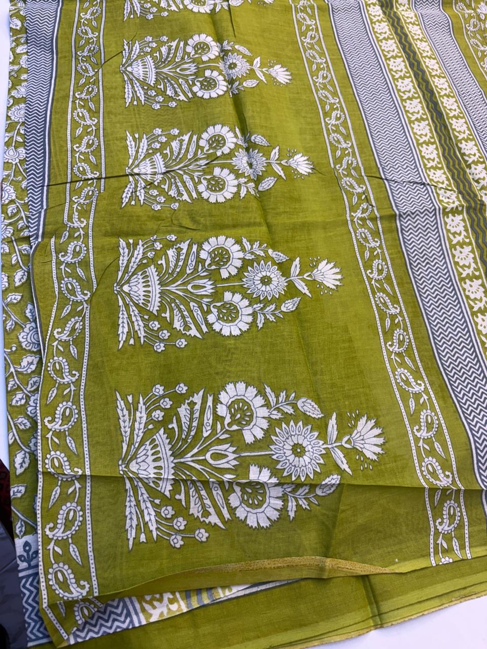 Bagru Cotton Saree with 1M Separate Blouse.(KCBCS0016)