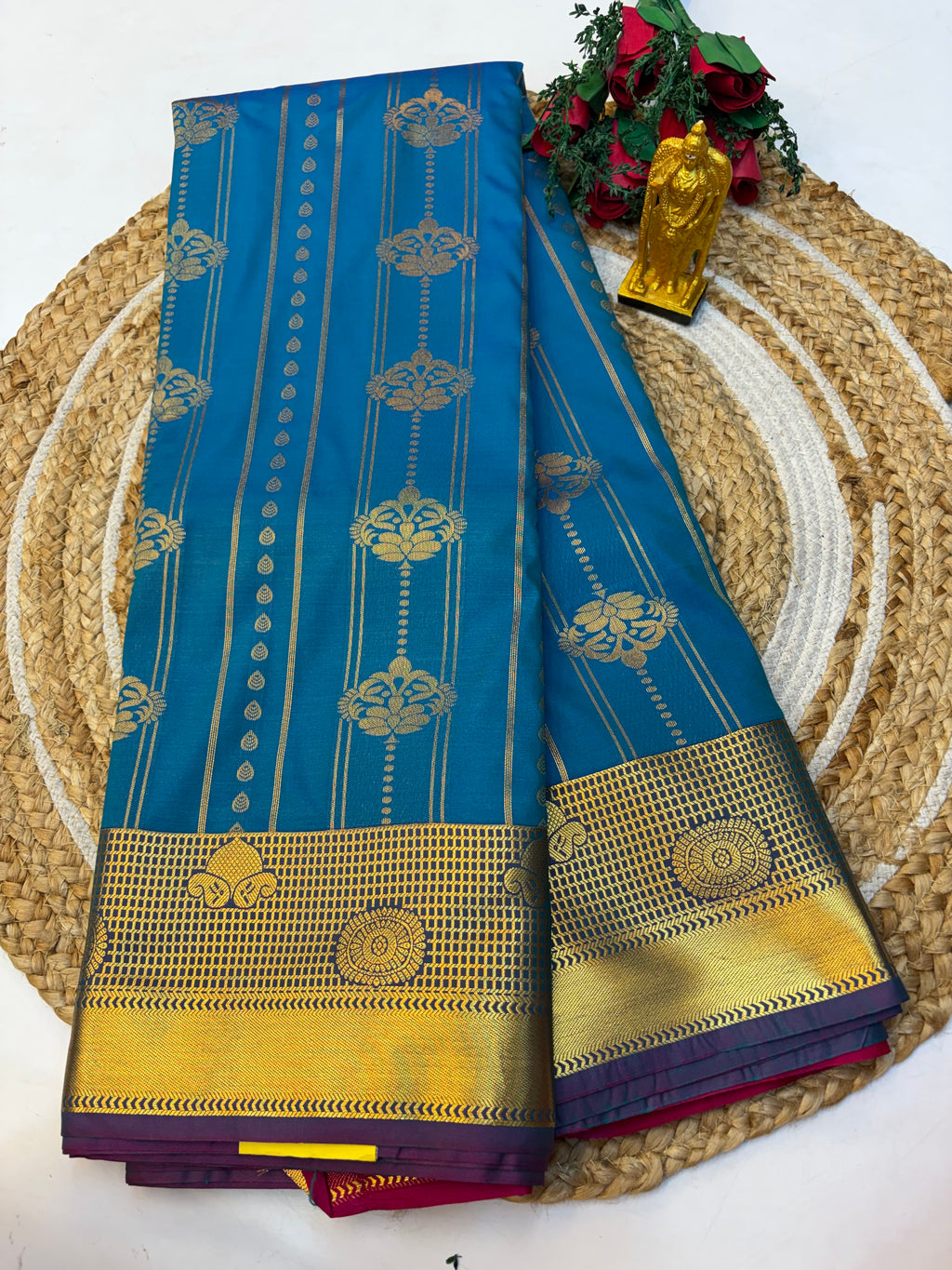 Silk Saree Pattu Blue With Purple Border -(KCSSP003)