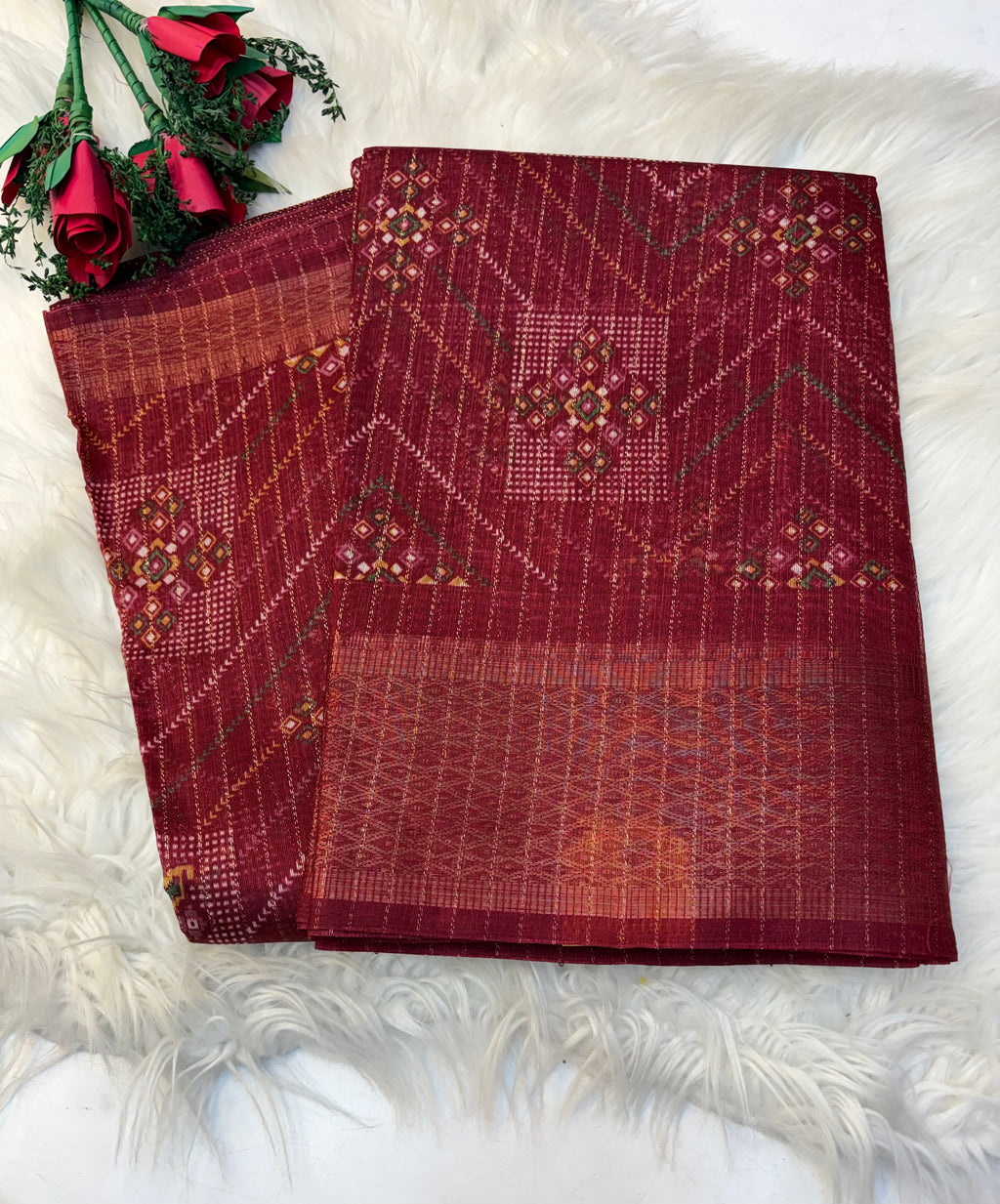 Fancy cotton blend saree with blouse and budget-friendly pricing (KCJC09)
