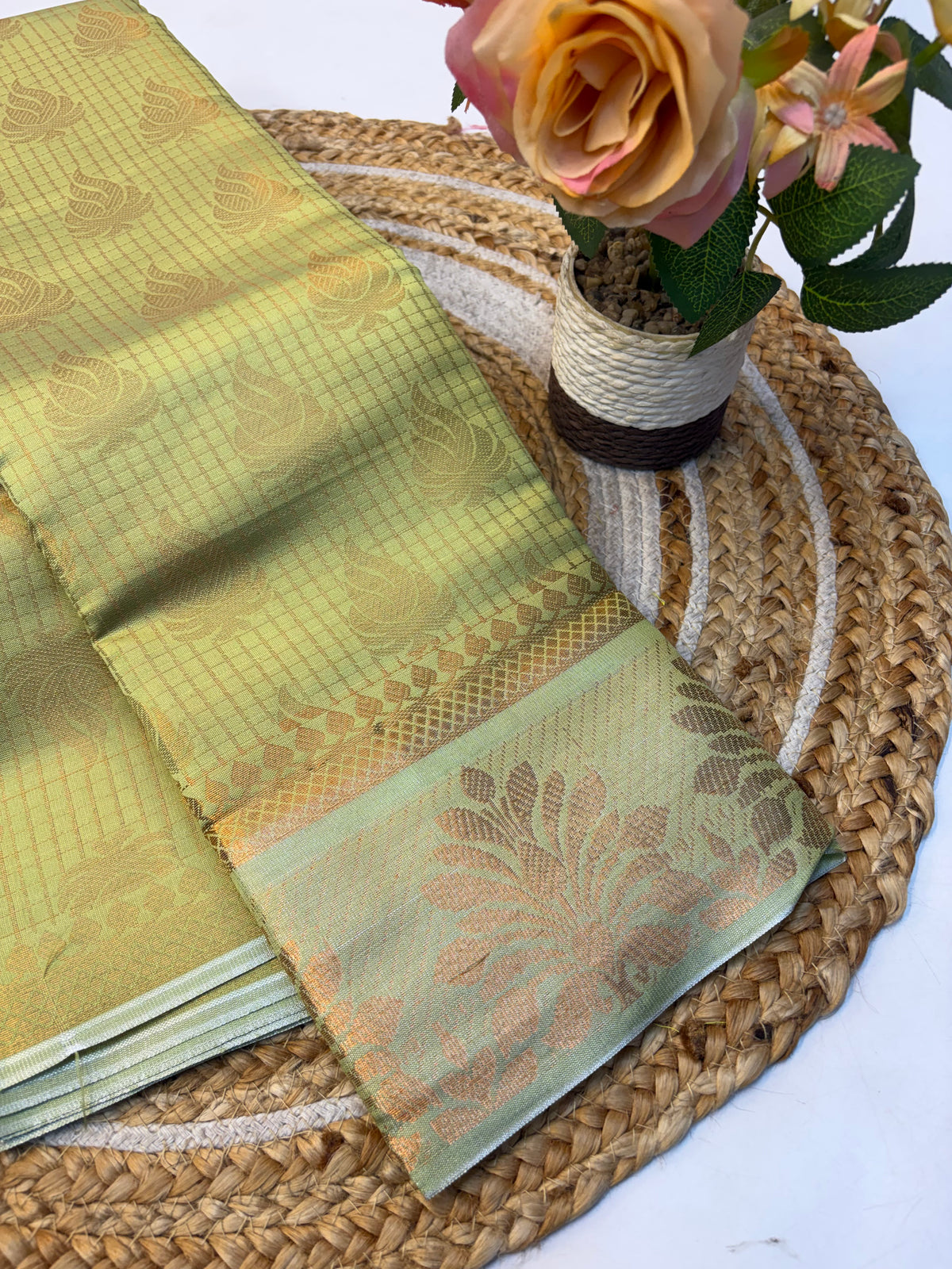 Fancy Tissue Border Silk Saree for Premium Look (KCBF35)