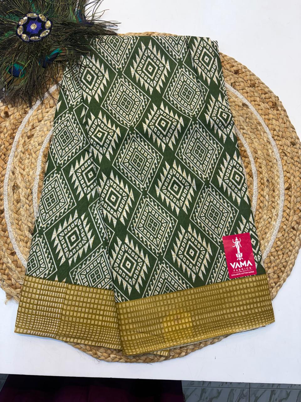 Bagru Cotton Saree with 1M Separate Blouse.(KCBCS0031)