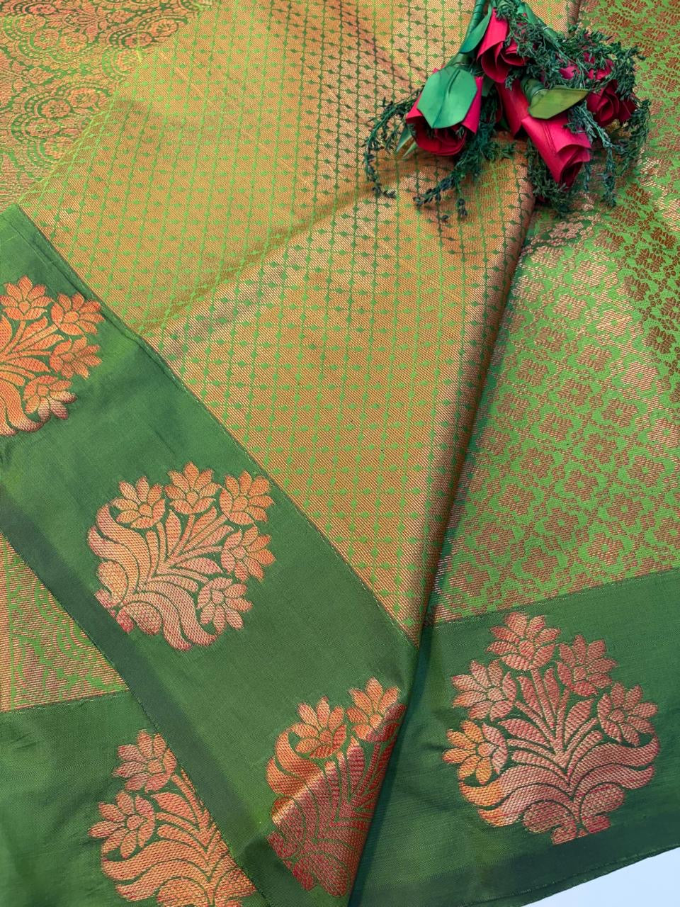 Banarasi Semi Silk Saree Lite Green -(KCSS53)