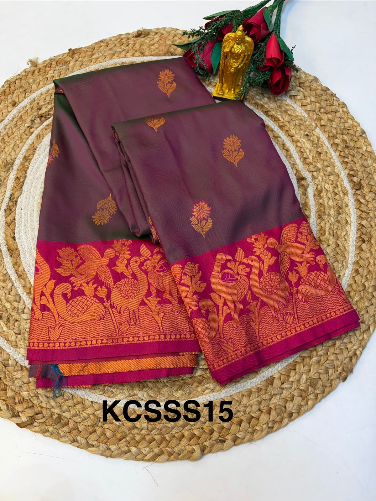 Soft Silk Saree Pastel Onion Pink Colour With Blue Border -(KCSSS15)