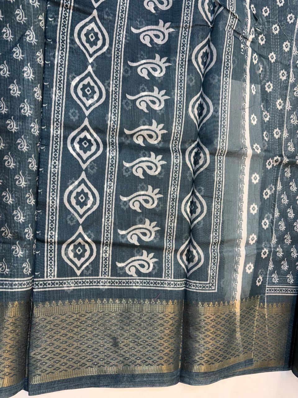 Fancy Cotton Blend Saree With Blouse, Fabulous Look and Budget-friendly pricing.(KCJC19)