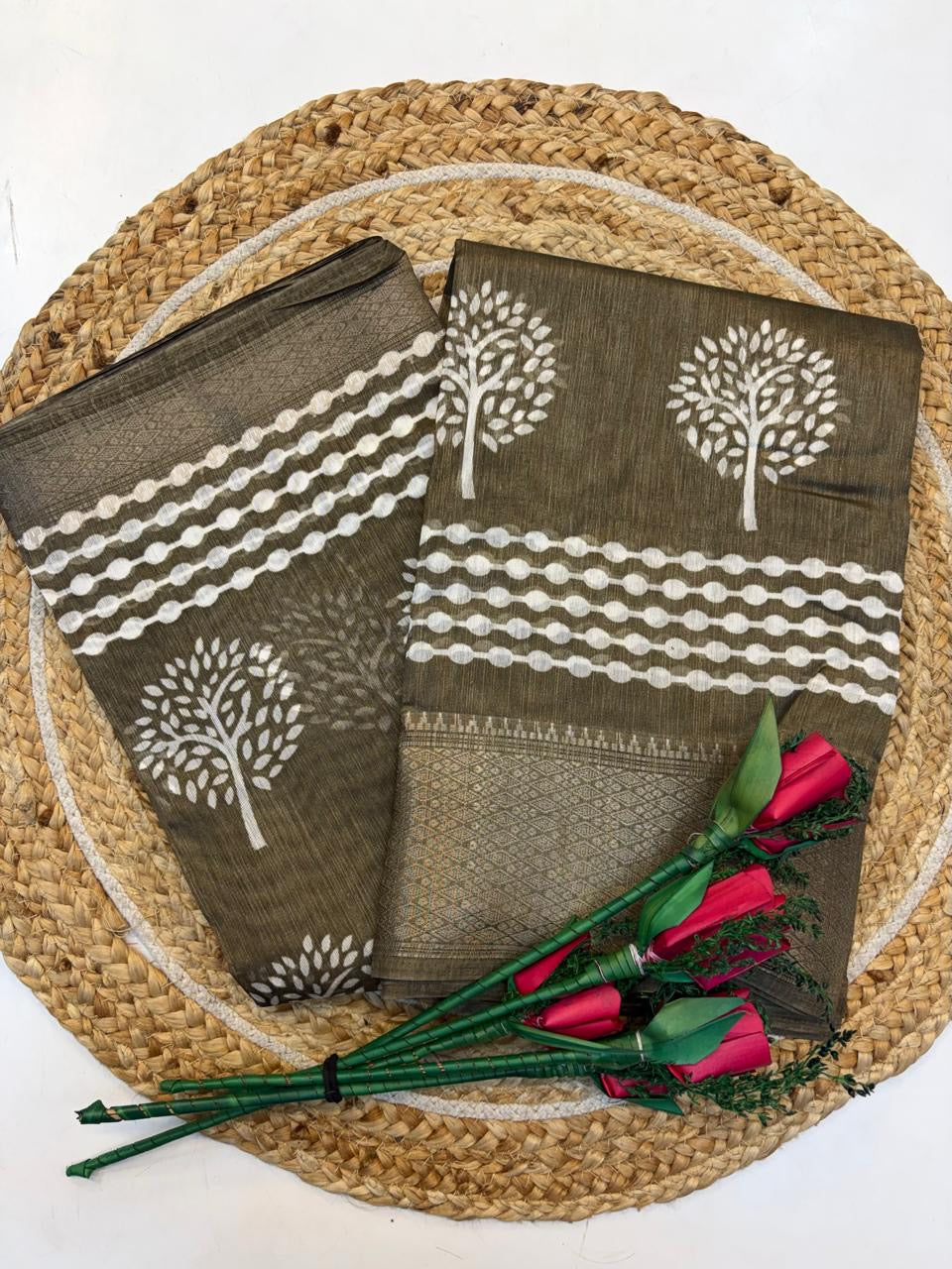 Fancy Cotton Blend Saree With Blouse, Fabulous Look and Budget-friendly pricing.(KCJC16)