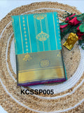 Silk Saree Pattu Sea Green With Purple Border - (KCSSP005)