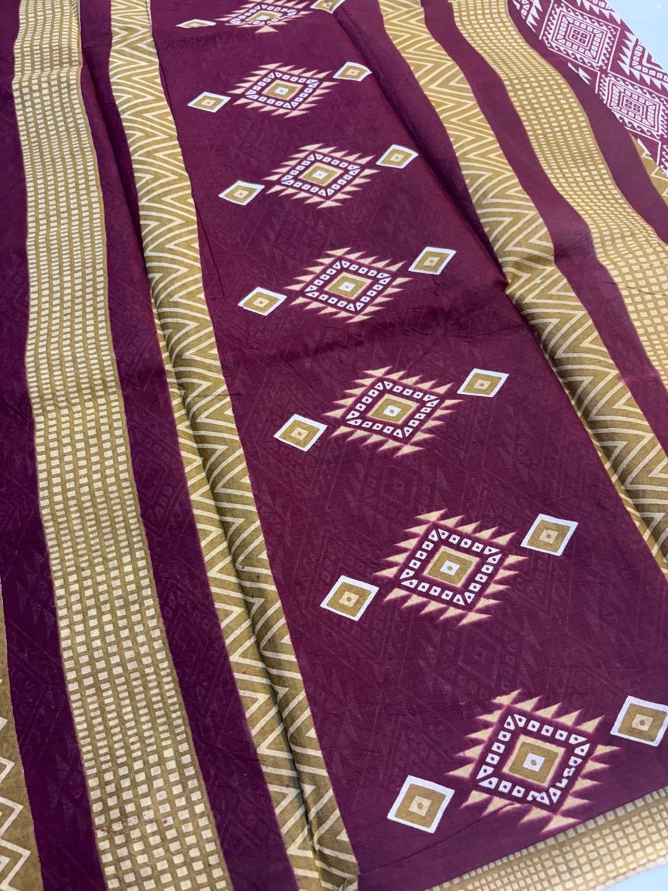 Bagru Cotton Saree with 1M Separate Blouse.(KCBCS0032)