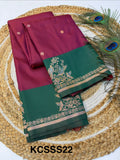 Soft Silk Saree Maroon Colour With Green Border -(KCSSS022)