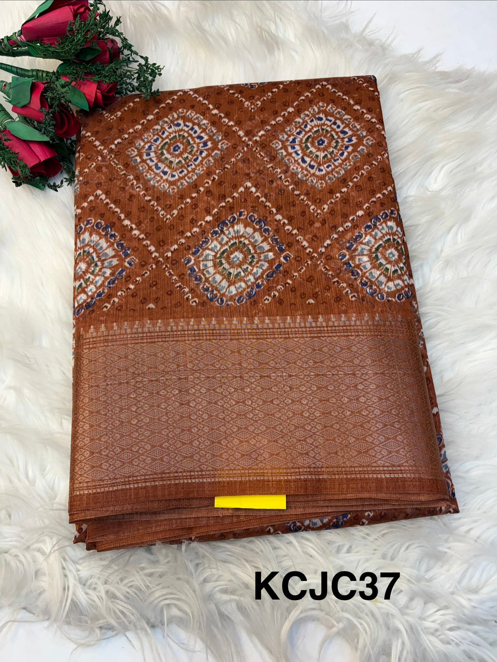 Fancy cotton blend saree with blouse and budget-friendly pricing (KCJC37)