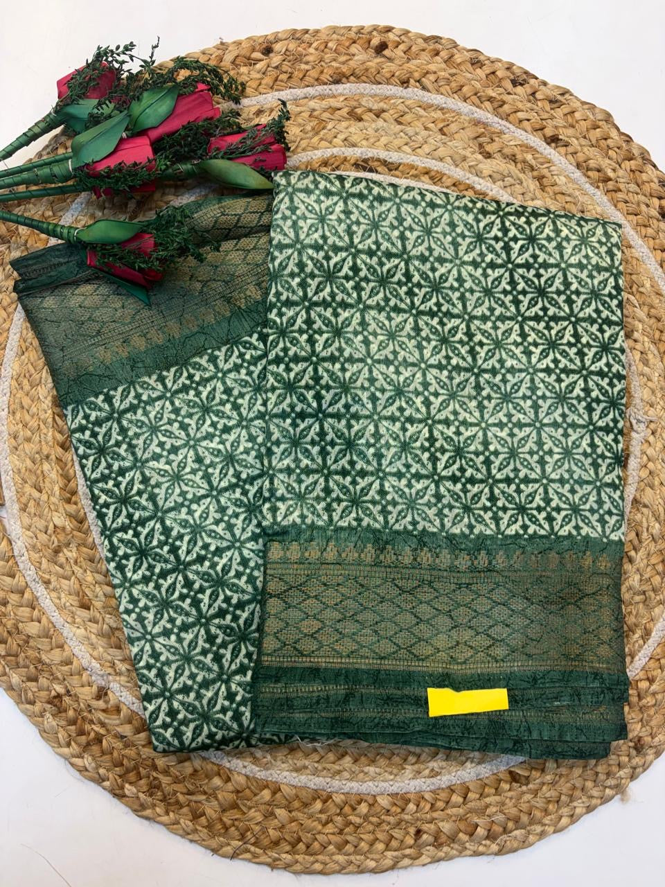Fancy Cotton Blend Saree With Blouse, Fabulous Look and Budget-friendly pricing.(KCJC48)